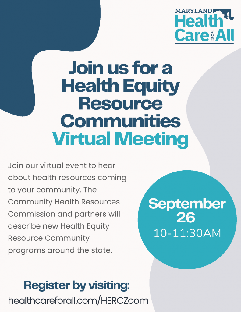 Virtual Meeting Sept 26, 2024 at 10AM about Health  Equity Resource Communities. Register for the meeting link.