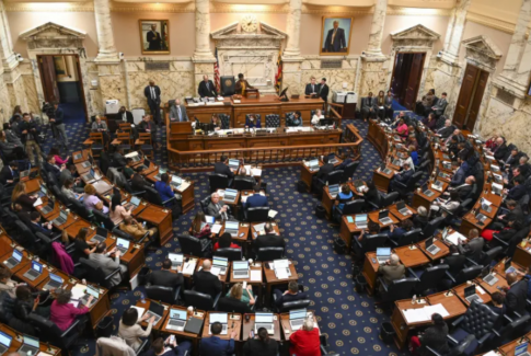 ariel view of Maryland legislative chamber during legislative session